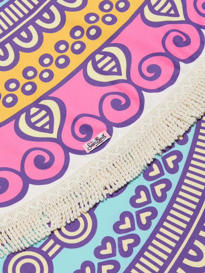 Solyn round beach towel with mandala print