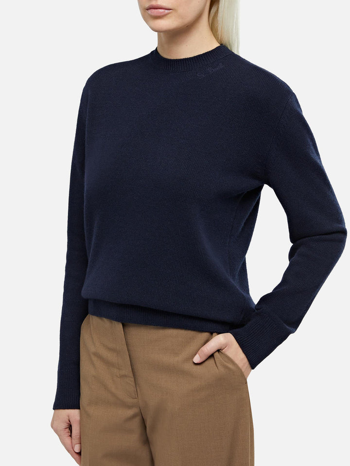Marineblauer Damenpullover aus Kaschmirmischung Sorbonne