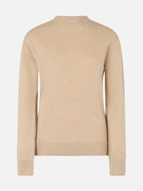 Woman beige cashmere blend sweater Sorbonne - MC2 Saint Barth
