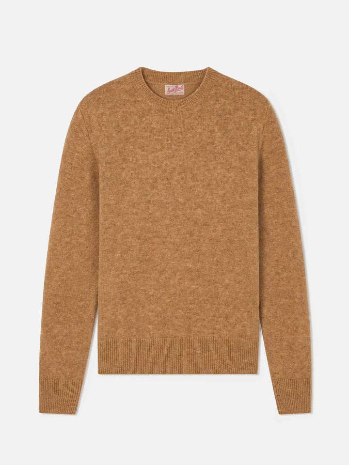 Camel Sorbonne stretch crewneck sweater