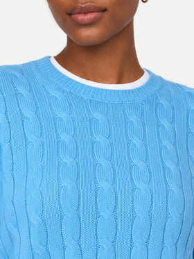 Sorbonne Pullover aus Kaschmirmischung mit Zopfmuster in Dusty Blue 
