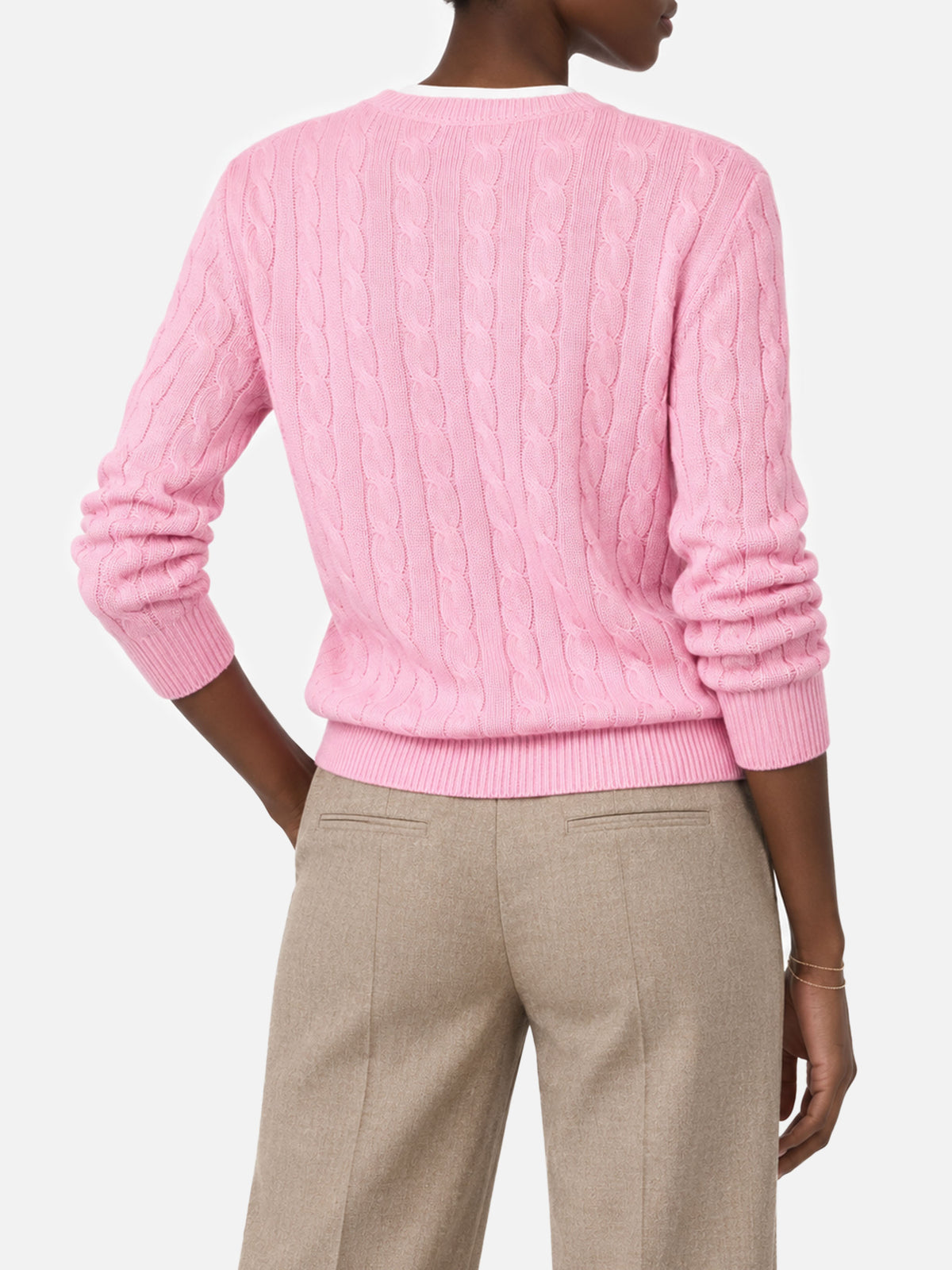 Rosa Pullover Sorbonne aus CASHMERE BLEND im Zopfmuster 