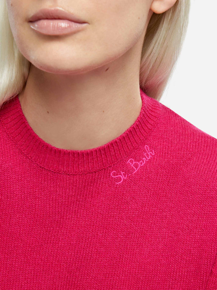Woman cashmere blend fucsia sweater Sorbonne - MC2 Saint Barth