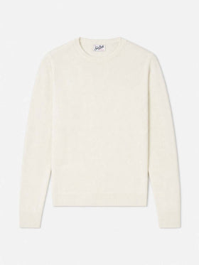 Maglione Sorbonne Cashmere bianco panna con ricamo logo