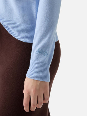 100% CASHMERE Sorbonne sweater in light blue