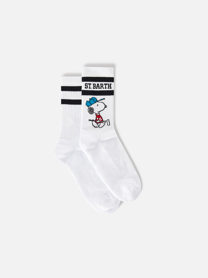 Chaussettes de sport blanches en coton avec imprimé Snoopy golf | Special edition 