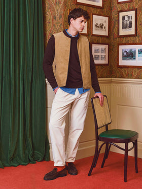 Spencer reversible vest in beige corduroy and brown