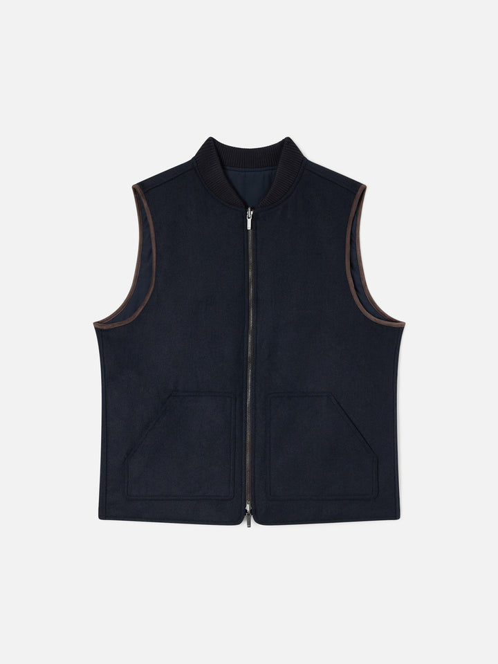 Navy blue Spencer wool blend reversible vest