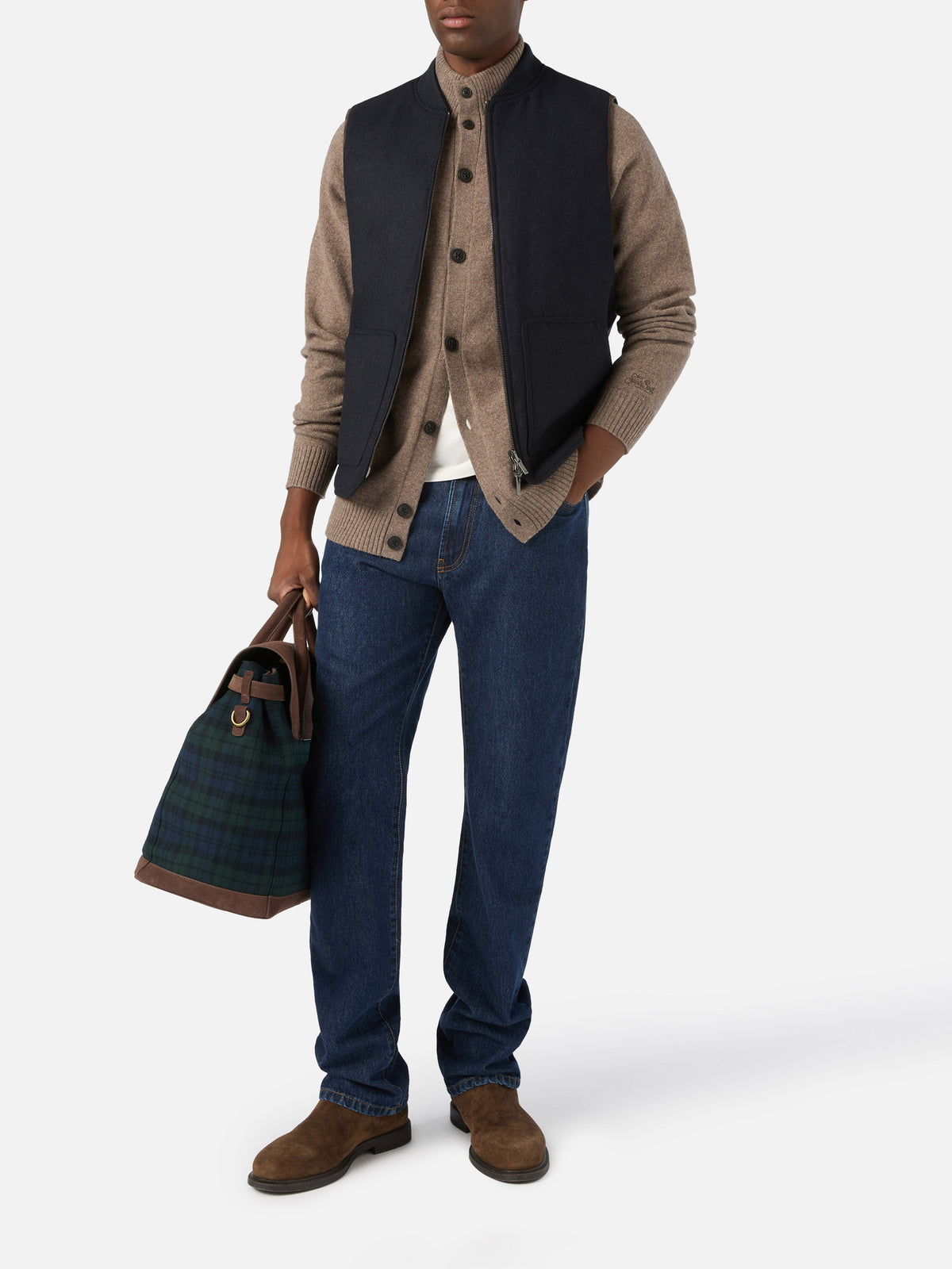 Chaleco reversible Spencer de mezcla de lana Navy blue 