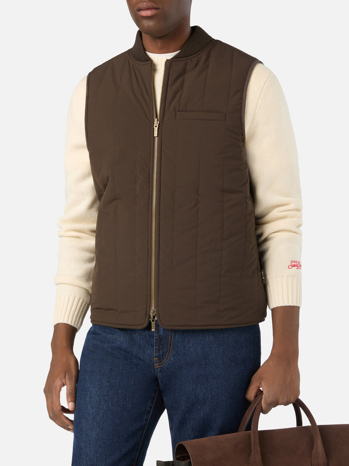 Chaleco reversible Spencer de mezcla de lana verde militar 
