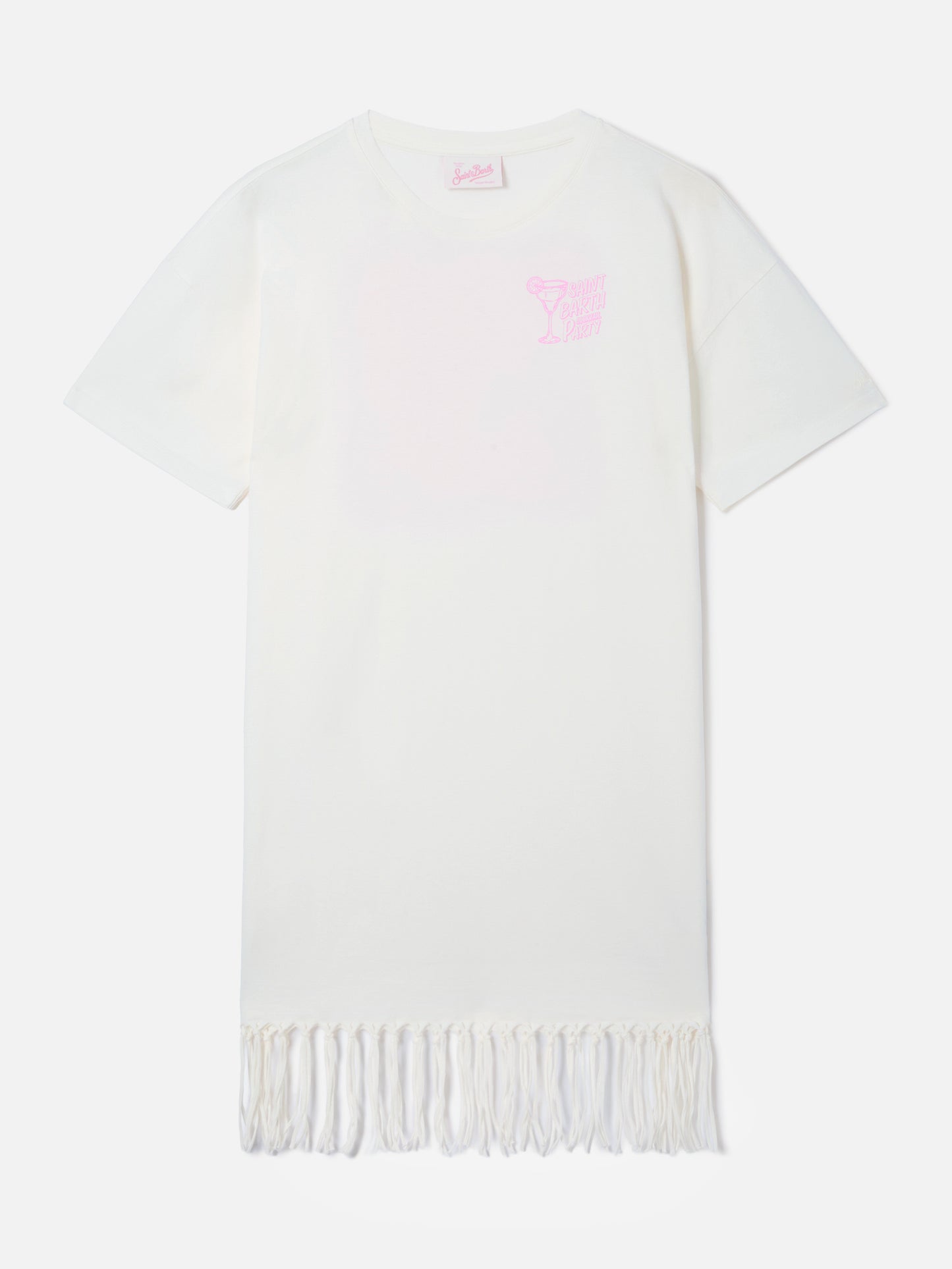 Robe midi Sereia en blanc avec imprimé St. Barth Cocktail Party 