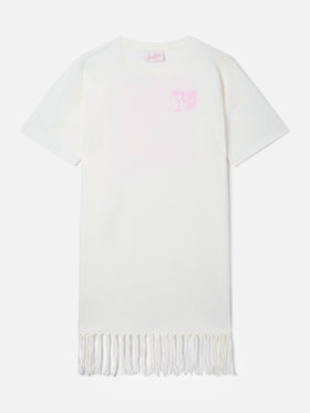 Robe midi Sereia en blanc avec imprimé St. Barth Cocktail Party 