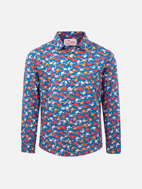Blue Boy muslin cotton shirt Sharouk with crab print - MC2 Saint Barth