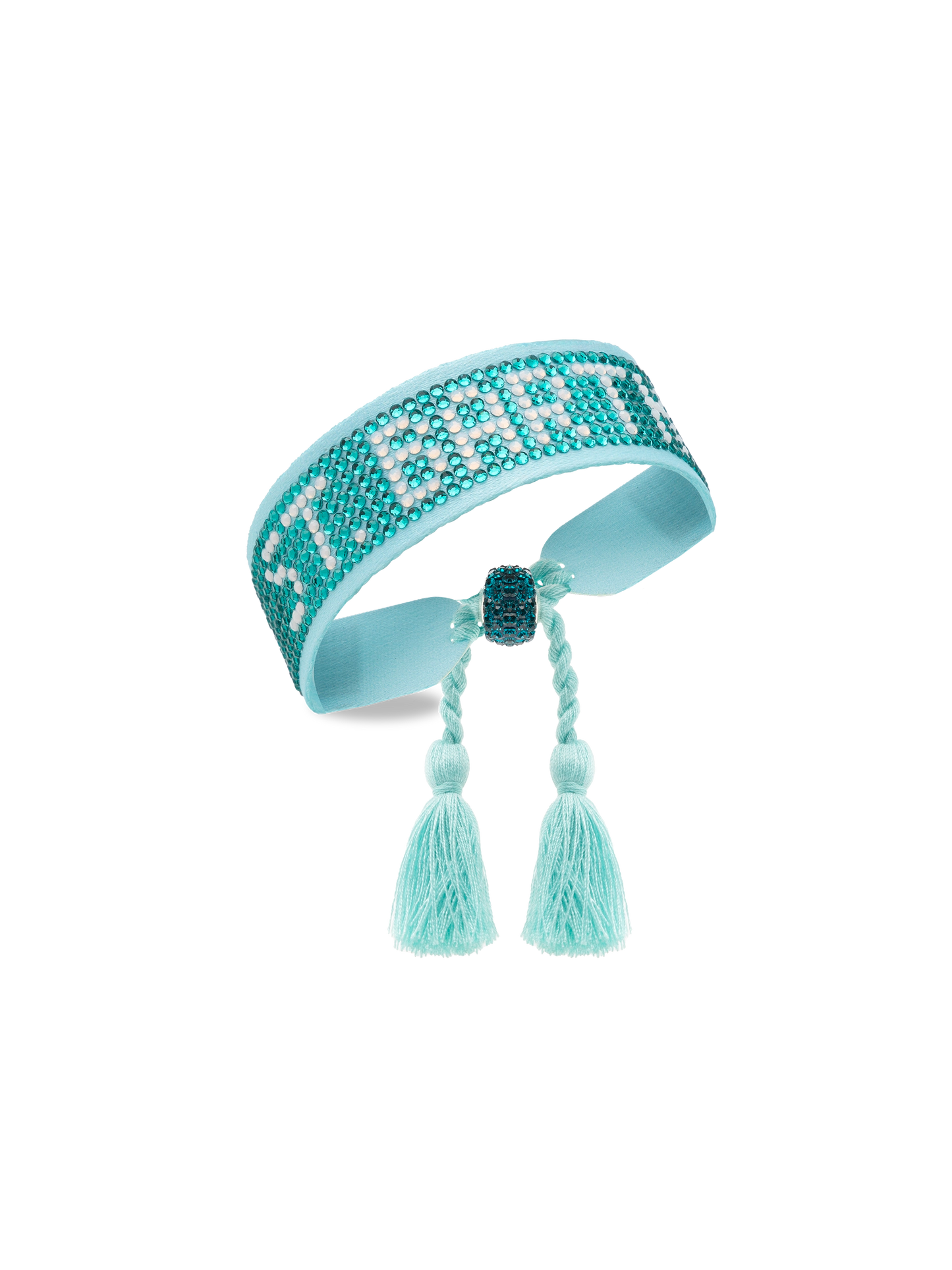 Water green rhinestones bracelet with St. Barth lettering - MC2 Saint Barth
