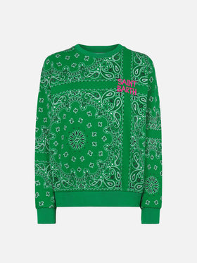 Sweat-shirt en coton Green Stardust avec imprimé bandana 