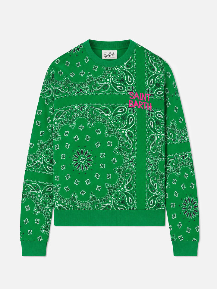 Green Stardust sweatshirt with bandana print