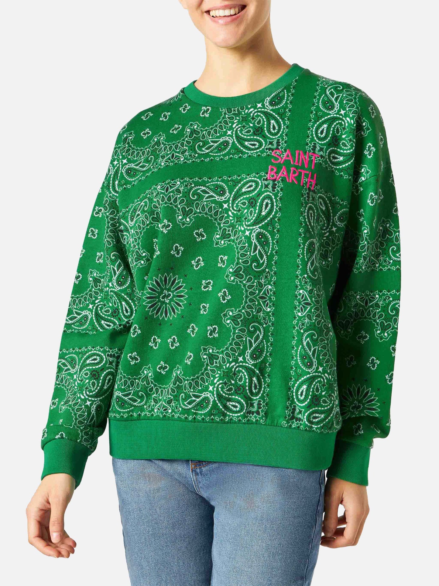 Sweat-shirt en coton Green Stardust avec imprimé bandana 