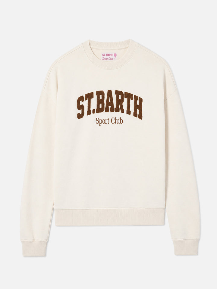 Cremefarbenes Sweatshirt Stardust mit erhabenem Logo in Terry-Optik und Sport Club-Stickerei 