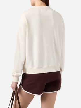 Cream Stardust sweatshirt with raised terry-effect logo and Sport Club embroidery