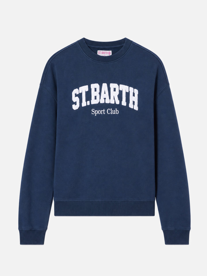Blue Stardust sweatshirt with raised terry-effect logo and Sport Club embroidery