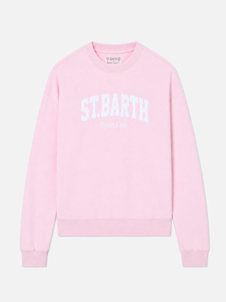 Felpa Stardust rosa con logo effetto spugna e ricamo Sport Club