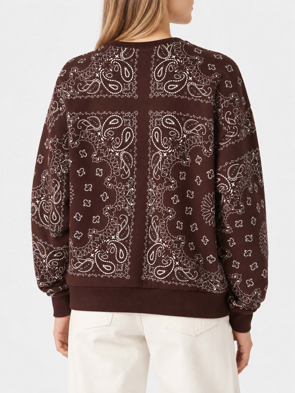 Braunes Baumwoll-Sweatshirt Stardust mit Bandana-Print 