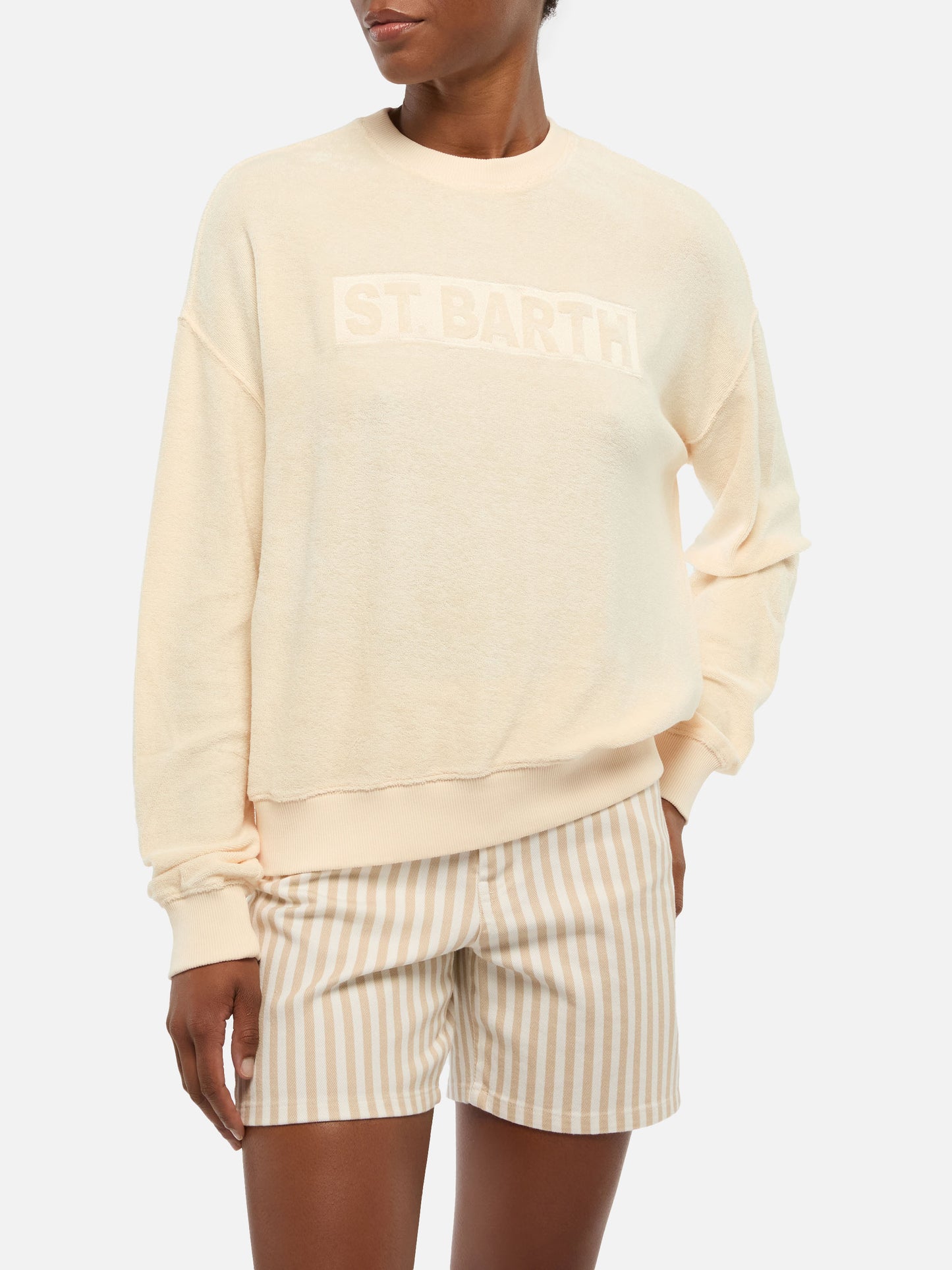 Beiges Sweatshirt aus Frottee-Baumwolle „Stardust“