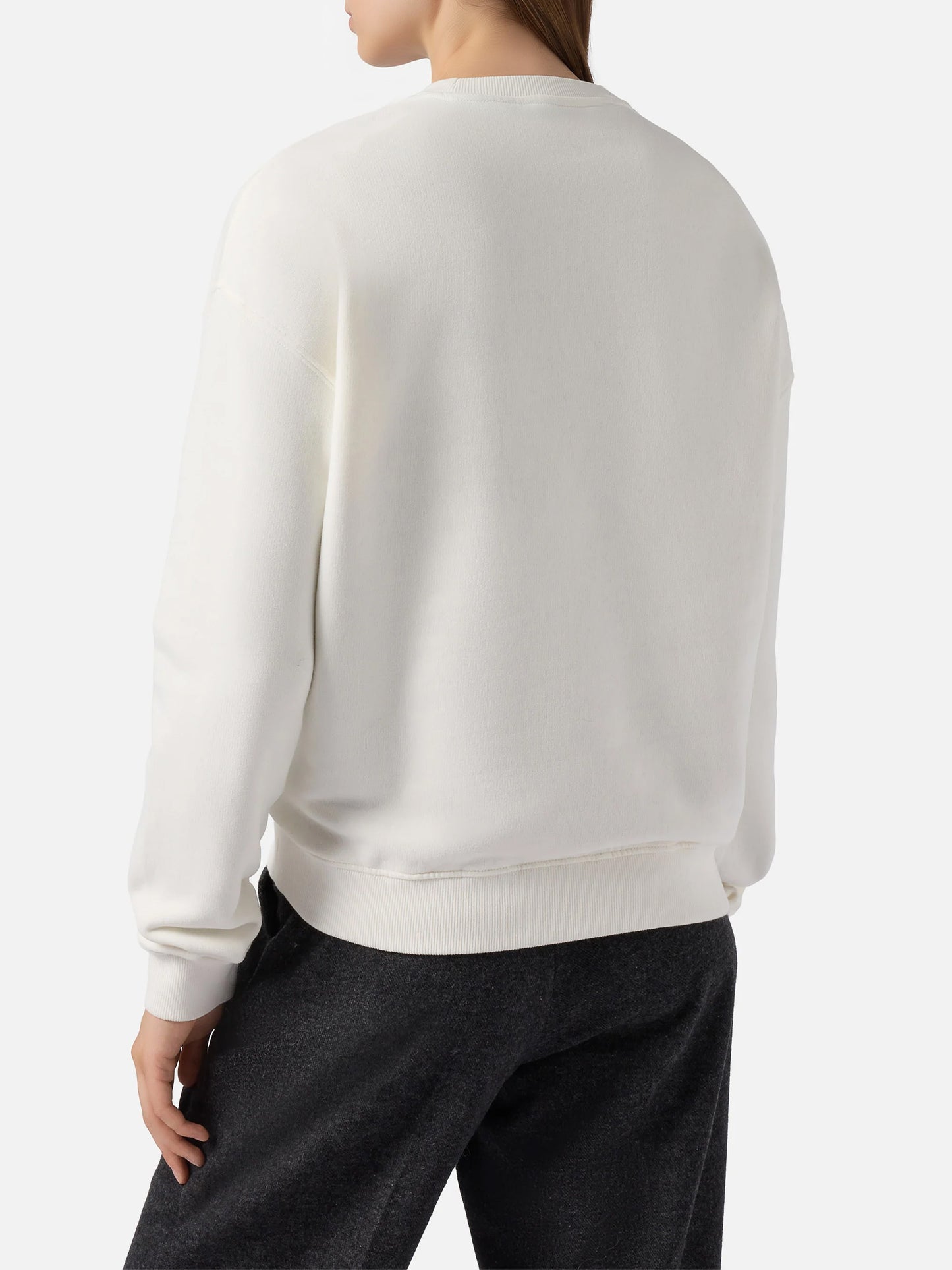 Stardust cotton sweatshirt in white with rhinestone appliqué Après Ski Queen