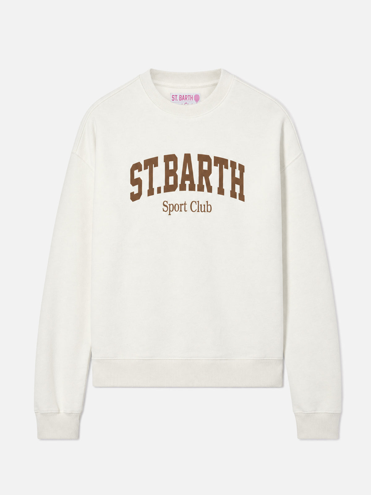 Stardust cotton sweatshirt in white with St. Barth Sport Club flock print