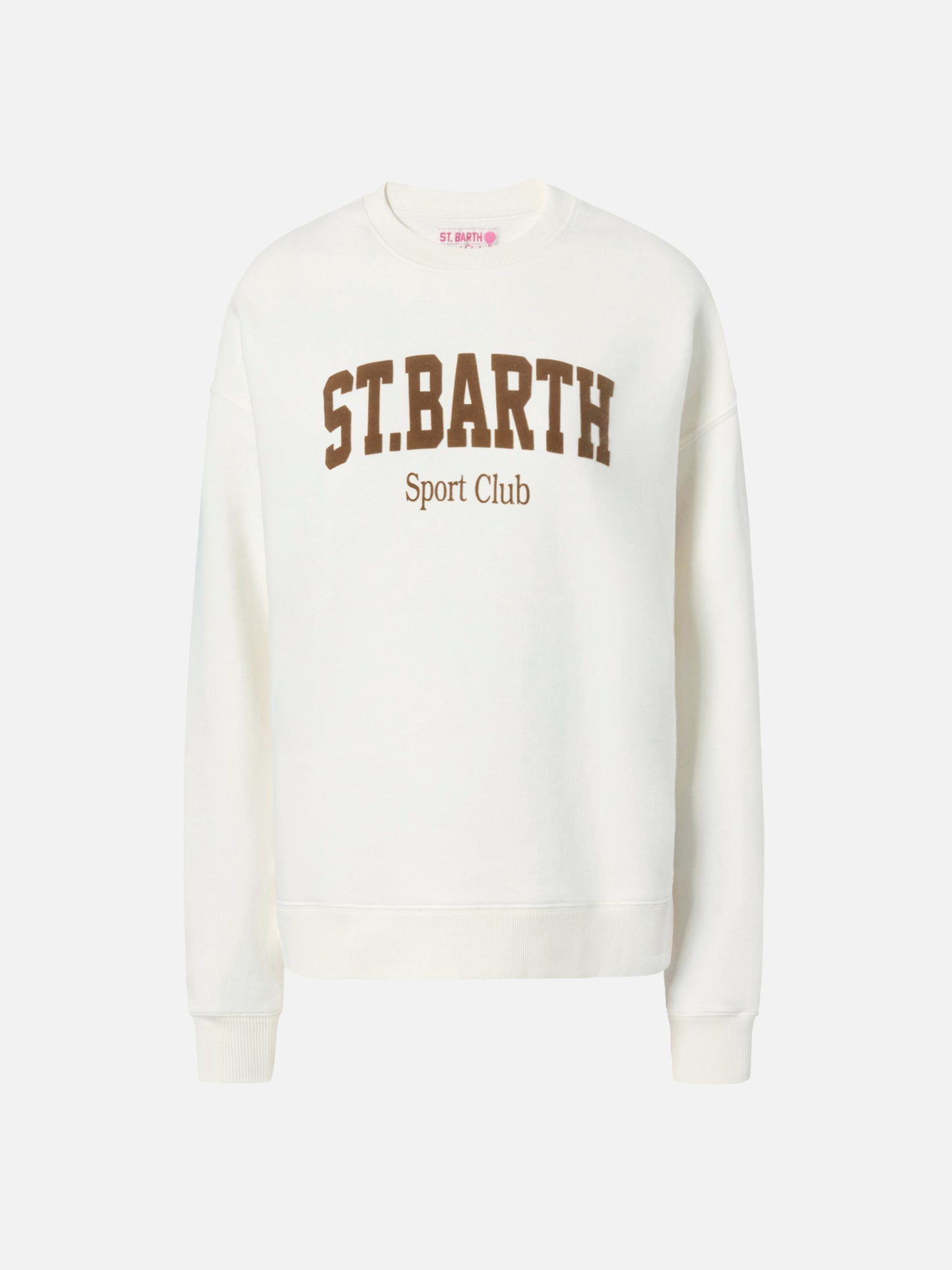 Stardust cotton sweatshirt in white with St. Barth Sport Club flock print