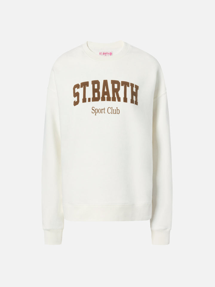 Weißes Sweatshirt aus Baumwolle mit St. Barth Sport Club Flock-Print „Stardust“ 
