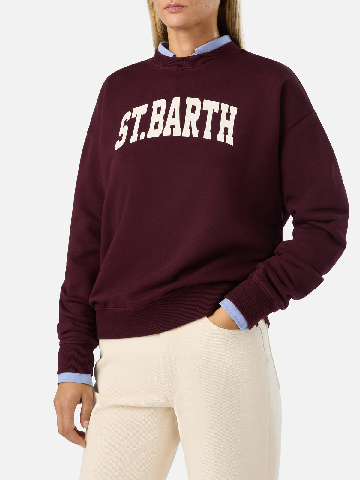 Sudadera Bordeaux Stardust con estampado St. Barth 