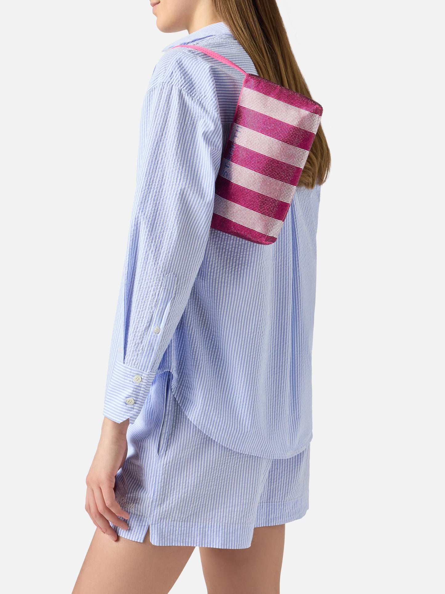 Mini bag Strassy with pink and silver rhinestones