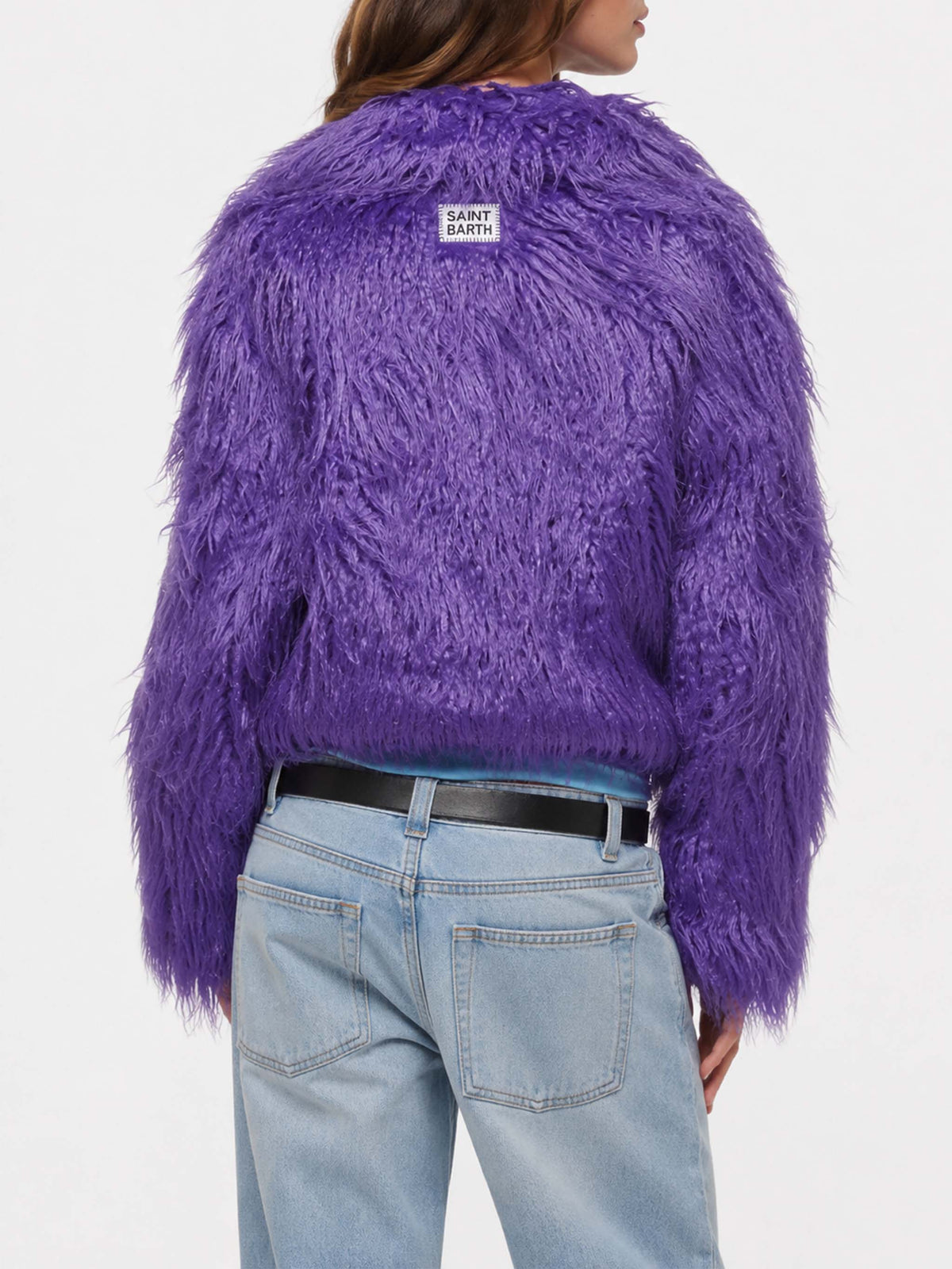 Veste courte en fausse fourrure violette Sully 