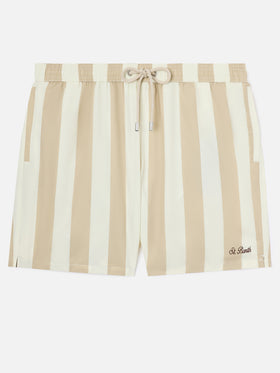 Costume mare Syros a righe bianche e beige
