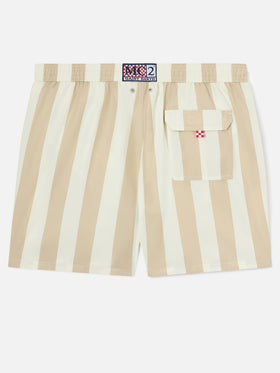Costume mare Syros a righe bianche e beige
