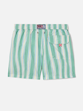 Syros Jr swim shorts striped with St. Barth embroidery