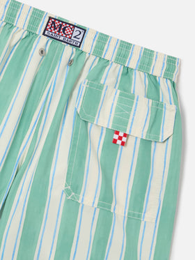 Syros Jr swim shorts striped with St. Barth embroidery