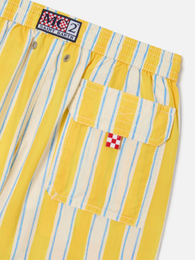 Syros Jr swim shorts striped with St. Barth embroidery