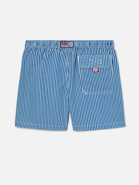 Syros Jr swim shorts thin striped with St. Barth embroidery