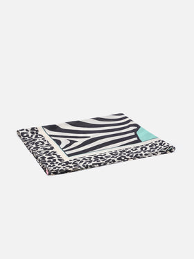 Thaiti long pareo in silk blend with savanna print
