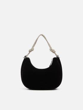 Black velvet baguette bag Tallulah with rhinestones handle - MC2 Saint Barth