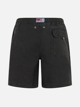 Boy black classic swim-shorts Tender with pirate embroidery - MC2 Saint Barth