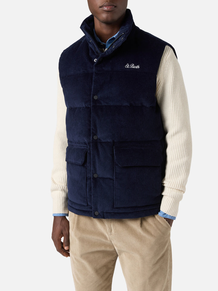 Down padded vest Thunder with in navy blue corduroy