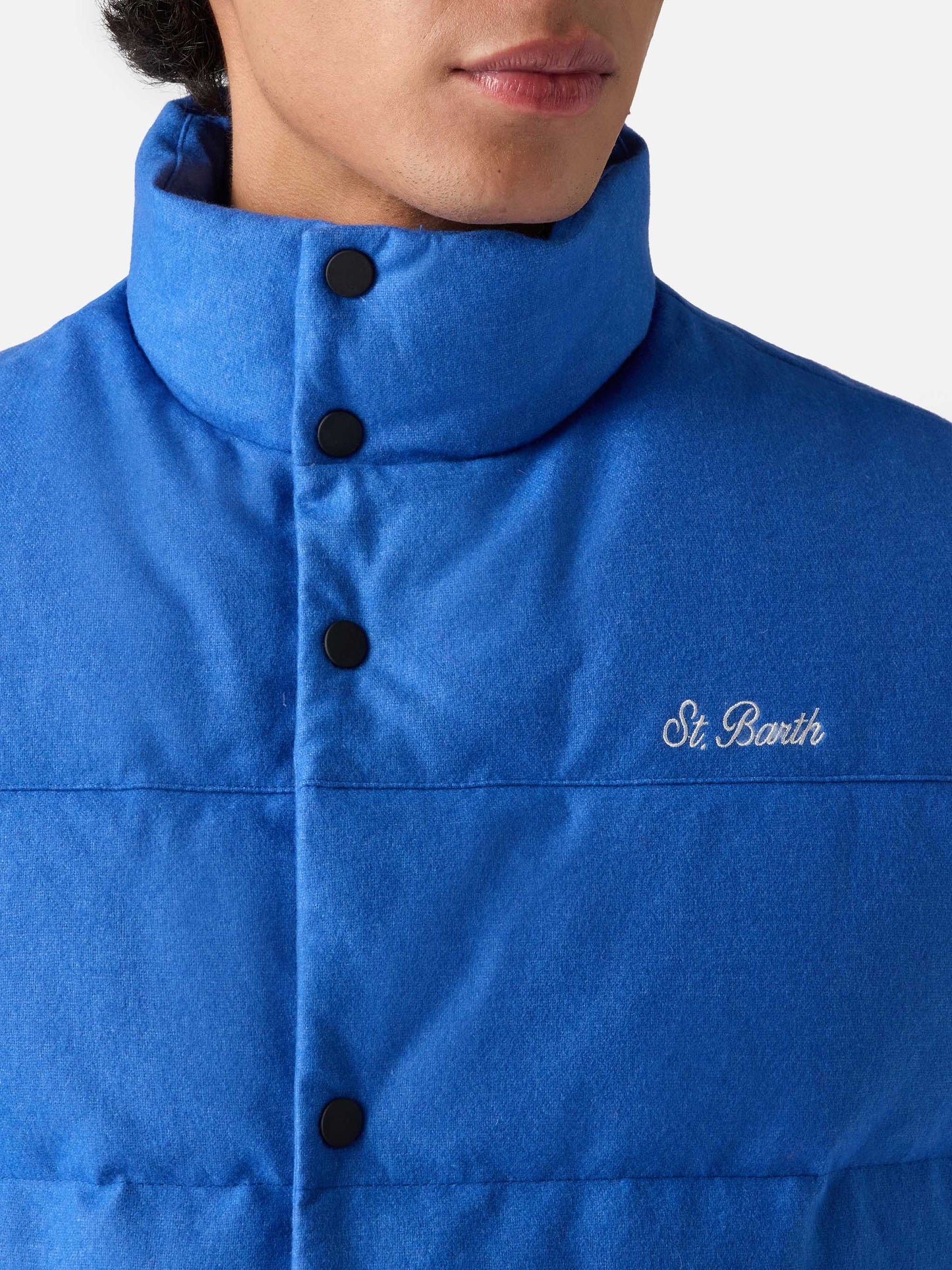 Man down padded wooly bluette vest with pockets