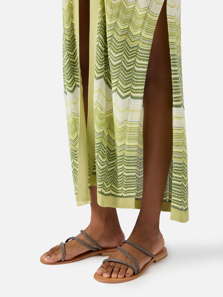 Cardigan lungo Tonia in maglia verde