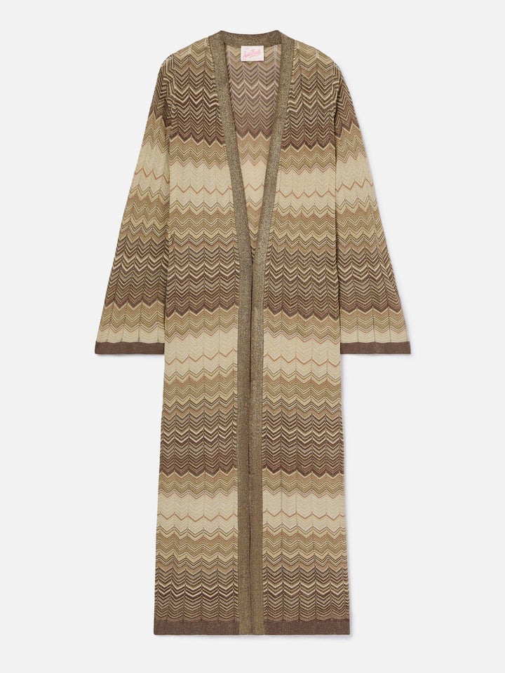 Cardigan lungo Tonia in maglia marrone