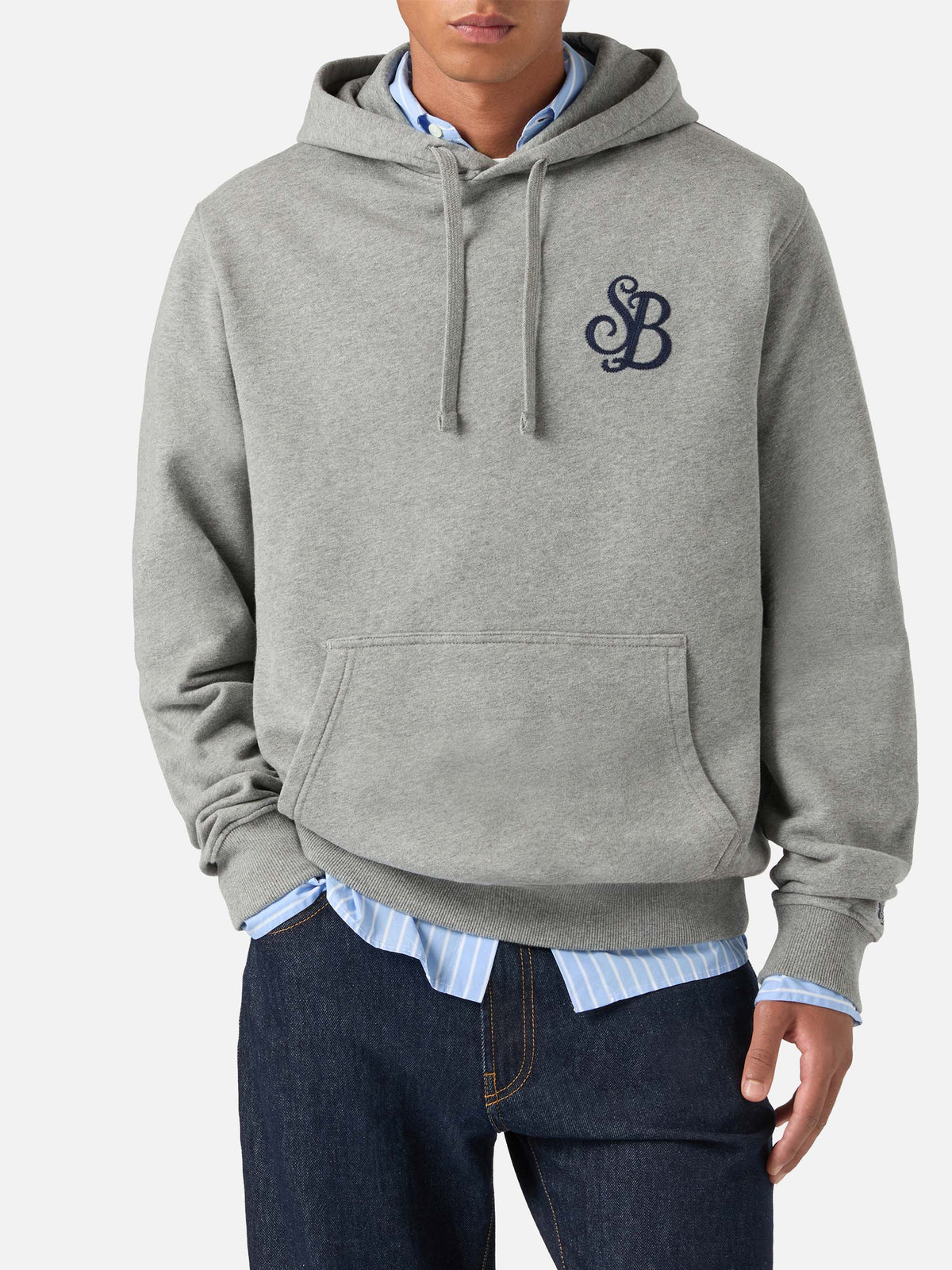 Sudadera con capucha Tribeca de algodón gris con monograma SB Legacy 