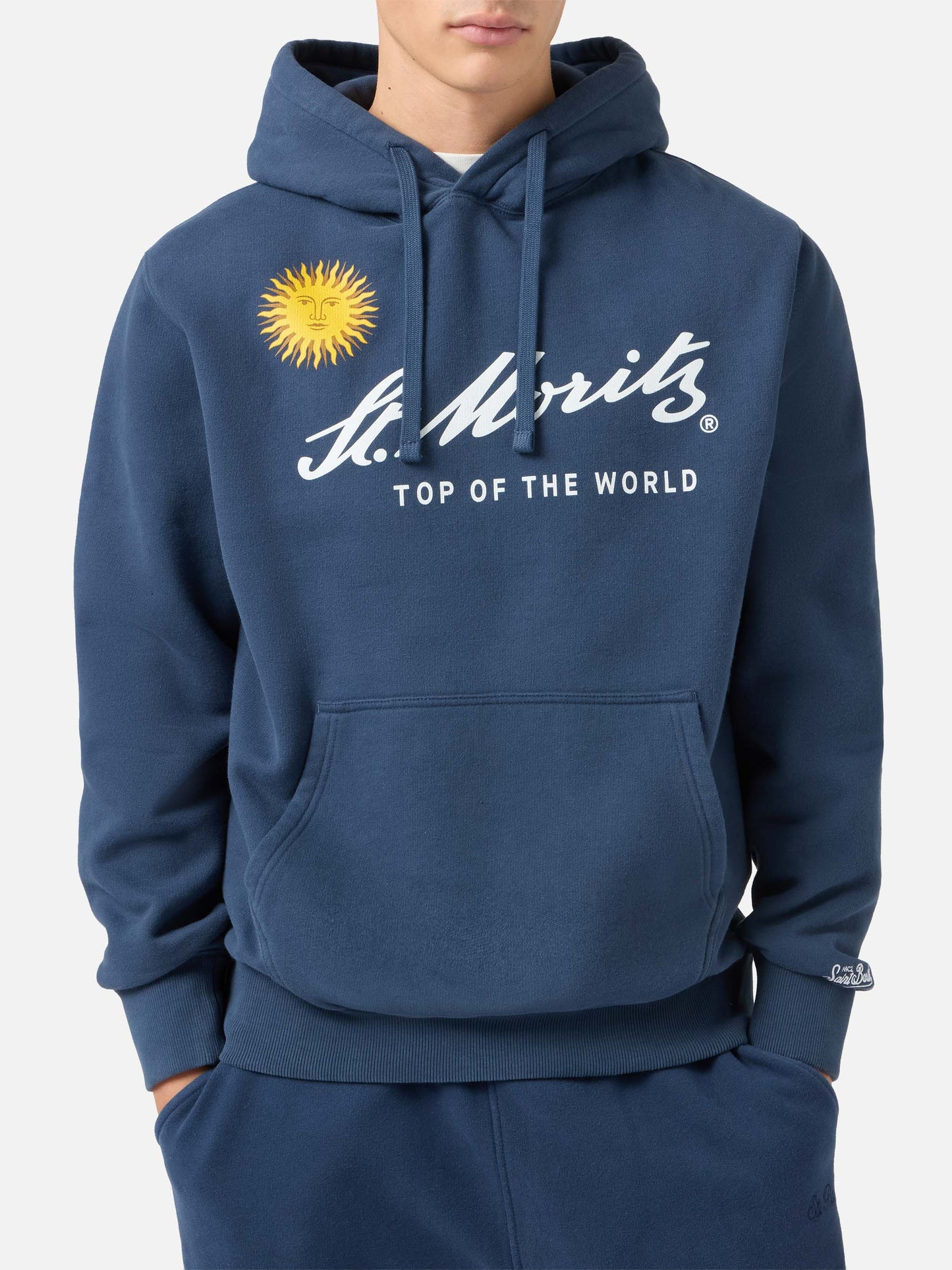 Tribeca Baumwoll-Hoodie in Blau mit St. Moritz-Print | ST. MORITZ, DER GIPFEL DER WELT