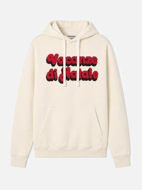 Sweat à capuche Tribeca en coton blanc avec broderie Vacanze di Natale | ÉDITION SPÉCIALE VACANZE DI NATALE 